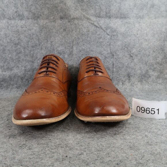 W Collection Shoes Mens 7.5 Oxford Dress Leather Classic Formal Wingtip Brown - Picture 3 of 16